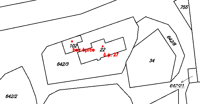 Petrkov 27, Lípa na parcele st. 22 v KÚ Petrkov, Katastrální mapa