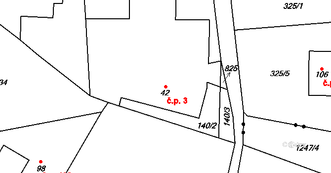 Pulice 3, Dobruška na parcele st. 42 v KÚ Pulice, Katastrální mapa