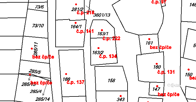 Brumovice 134 na parcele st. 163/2 v KÚ Brumovice, Katastrální mapa