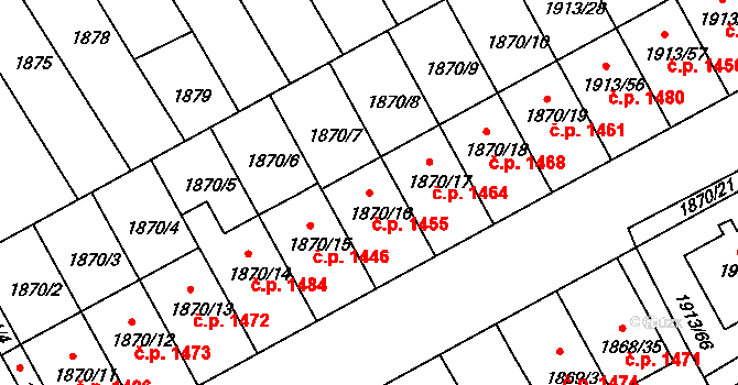 Holešov 1455 na parcele st. 1870/16 v KÚ Holešov, Katastrální mapa