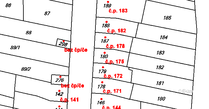 Přerov III-Lověšice 175, Přerov na parcele st. 180 v KÚ Lověšice u Přerova, Katastrální mapa