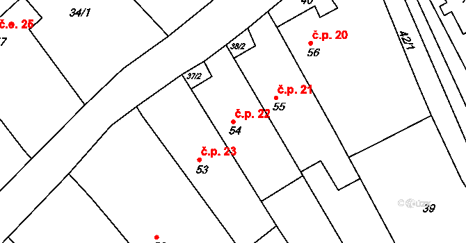 Horka I 22 na parcele st. 54 v KÚ Horka u Žehušic, Katastrální mapa