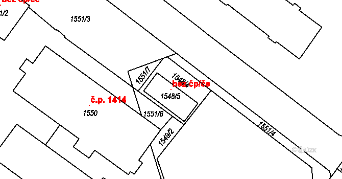 Duchcov 116469854 na parcele st. 1548/5 v KÚ Duchcov, Katastrální mapa