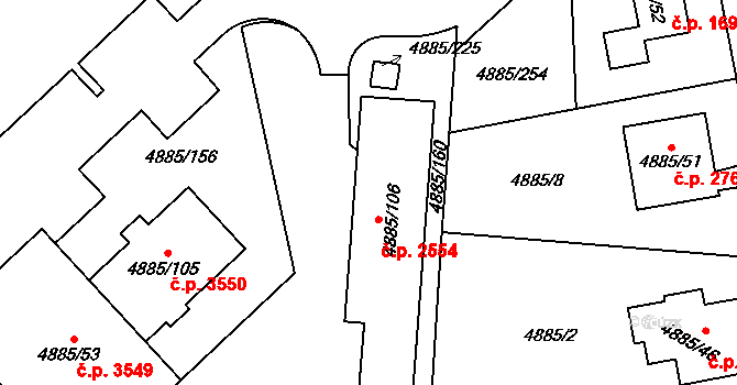 Jihlava 2554 na parcele st. 4885/106 v KÚ Jihlava, Katastrální mapa