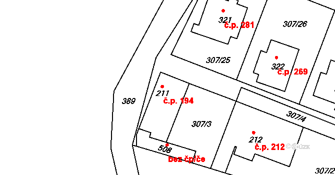Braškov 194 na parcele st. 211 v KÚ Braškov, Katastrální mapa