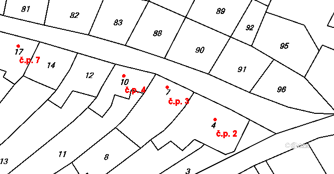 Radslavičky 3, Radslavice na parcele st. 7 v KÚ Radslavičky, Katastrální mapa