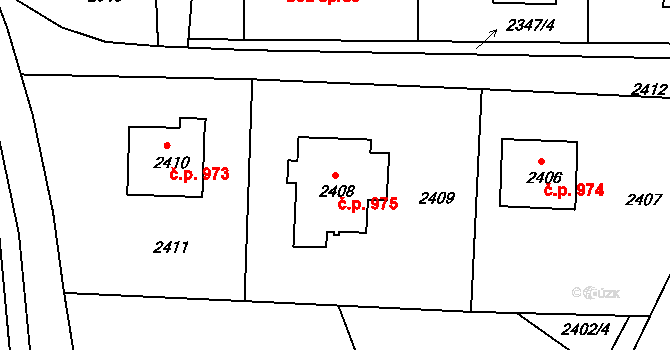 Rýmařov 975 na parcele st. 2408 v KÚ Rýmařov, Katastrální mapa