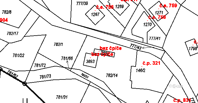 Čeladná 147580854 na parcele st. 3894 v KÚ Čeladná, Katastrální mapa