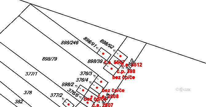 Všebořice 5567, Ústí nad Labem na parcele st. 898/91 v KÚ Všebořice, Katastrální mapa