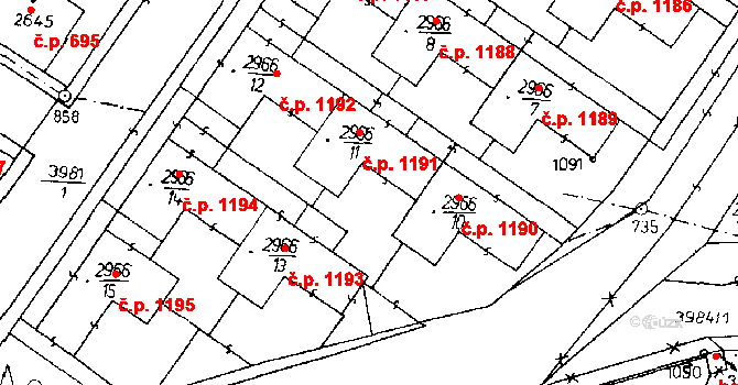 Poděbrady III 1191, Poděbrady na parcele st. 2966/11 v KÚ Poděbrady, Katastrální mapa