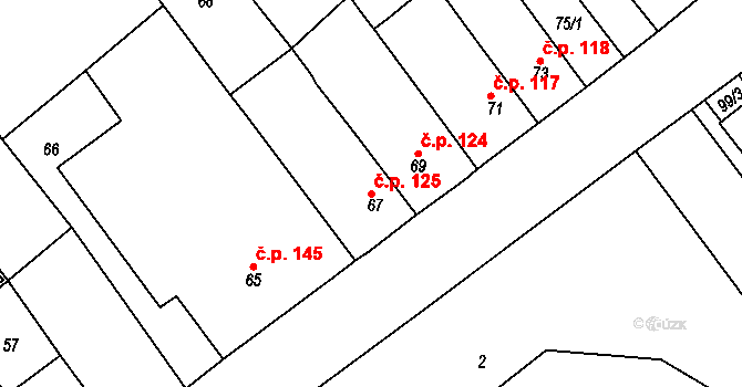 Proboštov 125 na parcele st. 67 v KÚ Proboštov u Teplic, Katastrální mapa