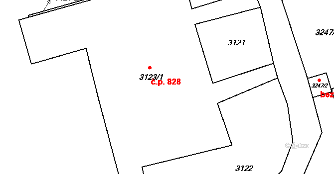 Smržovka 828 na parcele st. 3123/1 v KÚ Smržovka, Katastrální mapa