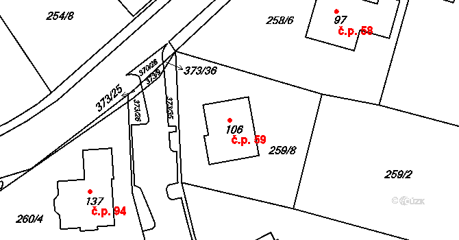 Tajanov 59, Klatovy na parcele st. 106 v KÚ Tajanov u Tupadel, Katastrální mapa