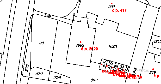 Dvůr Králové nad Labem 2929 na parcele st. 4663 v KÚ Dvůr Králové nad Labem, Katastrální mapa