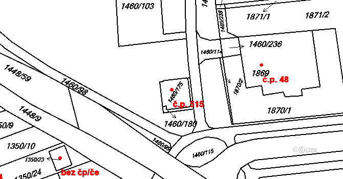 Šumbark 515, Havířov na parcele st. 1460/175 v KÚ Šumbark, Katastrální mapa