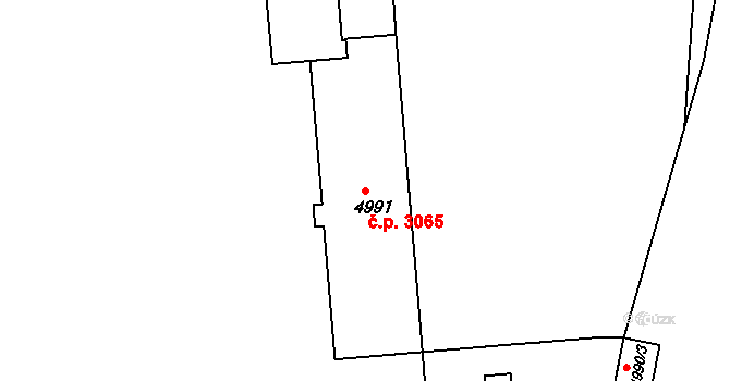 Česká Lípa 3065 na parcele st. 4991 v KÚ Česká Lípa, Katastrální mapa