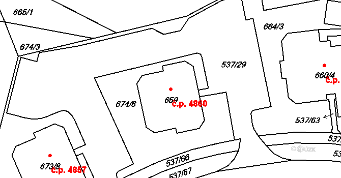 Proseč nad Nisou 4860, Jablonec nad Nisou na parcele st. 659 v KÚ Proseč nad Nisou, Katastrální mapa