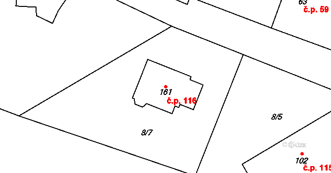 Stolany 116 na parcele st. 161 v KÚ Stolany, Katastrální mapa