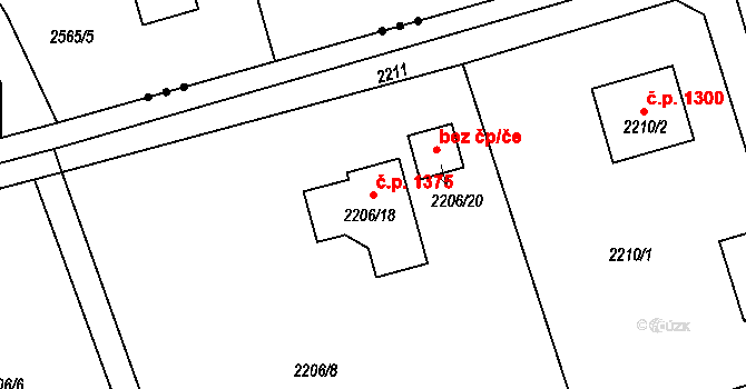 Lutyně 1375, Orlová na parcele st. 2206/18 v KÚ Horní Lutyně, Katastrální mapa