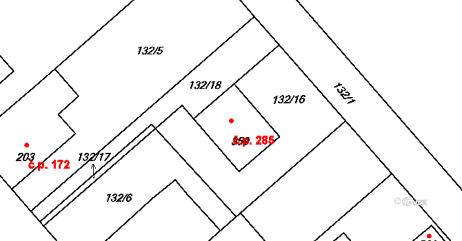 Sedlec 285, Sedlec-Prčice na parcele st. 359 v KÚ Sedlec u Votic, Katastrální mapa