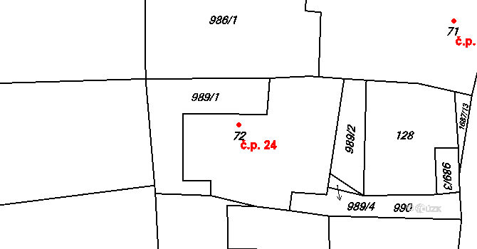 Karlov-Nepomuk 24, Dražíč na parcele st. 72 v KÚ Dražíč, Katastrální mapa
