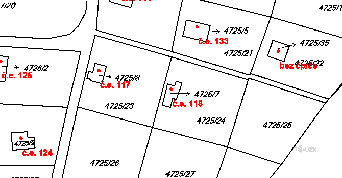 Pražské Předměstí 118, Vysoké Mýto na parcele st. 4725/7 v KÚ Vysoké Mýto, Katastrální mapa