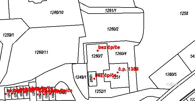 Zábřeh 39045854 na parcele st. 1260/7 v KÚ Zábřeh na Moravě, Katastrální mapa