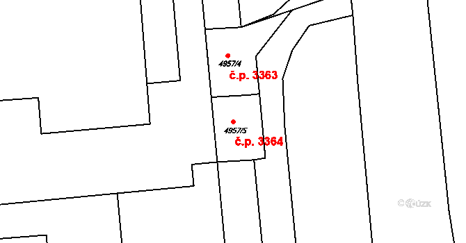 Česká Lípa 3364 na parcele st. 4957/5 v KÚ Česká Lípa, Katastrální mapa