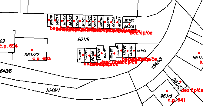Hronov 40103854 na parcele st. 961/35 v KÚ Hronov, Katastrální mapa