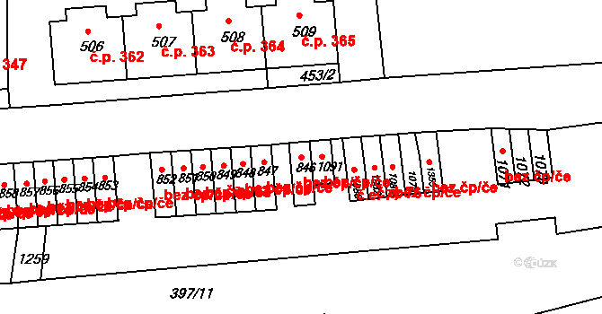 Benešov nad Ploučnicí 40676854 na parcele st. 846 v KÚ Benešov nad Ploučnicí, Katastrální mapa