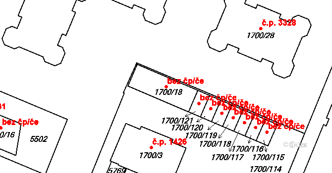 Břeclav 41220854 na parcele st. 1700/18 v KÚ Břeclav, Katastrální mapa