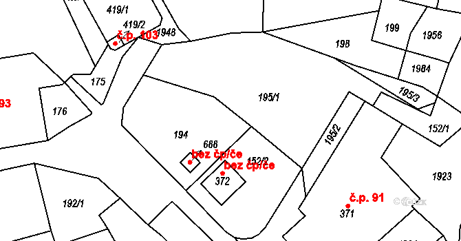 Jistebnice 41602854 na parcele st. 372 v KÚ Jistebnice, Katastrální mapa