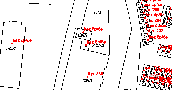 Lovosice 41845854 na parcele st. 1207/3 v KÚ Lovosice, Katastrální mapa