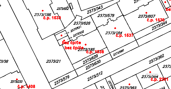 Předměstí 1538, Opava na parcele st. 2373/185 v KÚ Opava-Předměstí, Katastrální mapa
