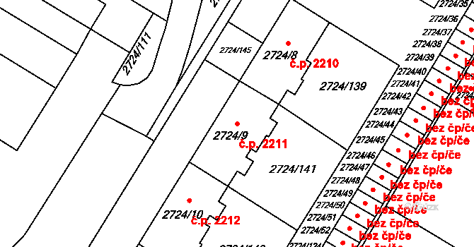 Předměstí 2211, Opava na parcele st. 2724/9 v KÚ Opava-Předměstí, Katastrální mapa