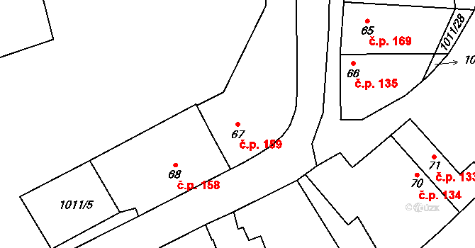 Hrochův Týnec 159 na parcele st. 67 v KÚ Hrochův Týnec, Katastrální mapa