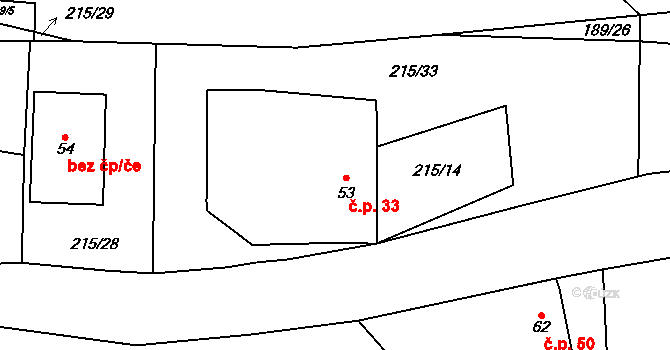 Tasnovice 33, Horšovský Týn na parcele st. 53 v KÚ Tasnovice, Katastrální mapa