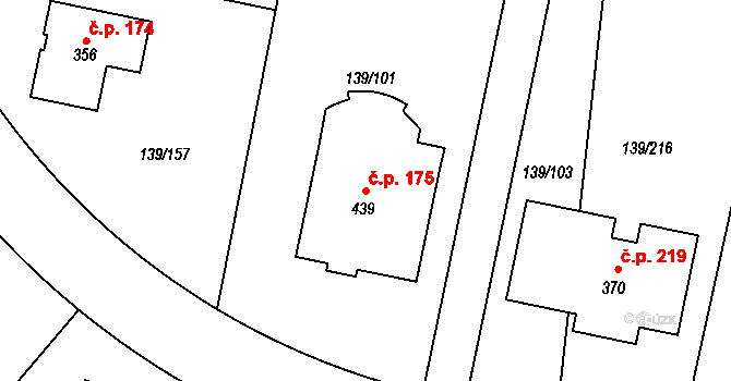 Trnová 175 na parcele st. 439 v KÚ Trnová u Jíloviště, Katastrální mapa
