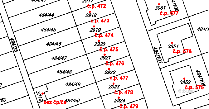 Horní Brána 476, Český Krumlov na parcele st. 2921 v KÚ Český Krumlov, Katastrální mapa
