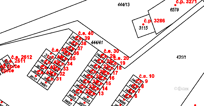 Žatec 30 na parcele st. 2402/10 v KÚ Žatec, Katastrální mapa