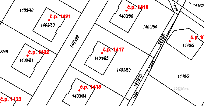 Vratimov 1417 na parcele st. 1403/85 v KÚ Vratimov, Katastrální mapa