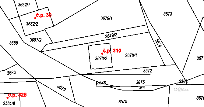 Bravantice 310 na parcele st. 3678/2 v KÚ Bravantice, Katastrální mapa