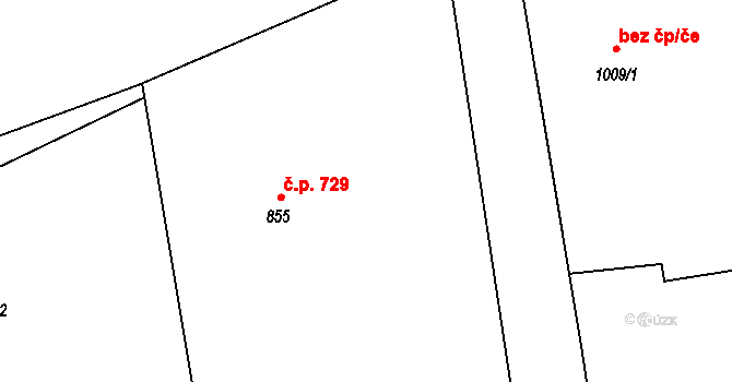 Lipník nad Bečvou I-Město 729, Lipník nad Bečvou na parcele st. 855 v KÚ Lipník nad Bečvou, Katastrální mapa