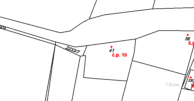 Troubky 15, Troubky-Zdislavice na parcele st. 41 v KÚ Troubky, Katastrální mapa