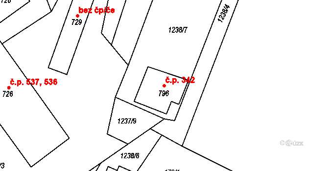 Horní Rokytnice 342, Rokytnice nad Jizerou na parcele st. 796 v KÚ Horní Rokytnice nad Jizerou, Katastrální mapa