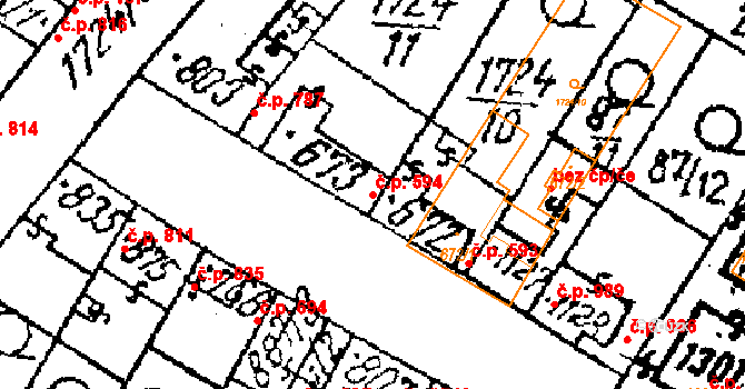 Lanžhot 594 na parcele st. 673 v KÚ Lanžhot, Katastrální mapa