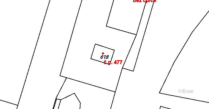 Bor 477 na parcele st. 618 v KÚ Bor u Tachova, Katastrální mapa