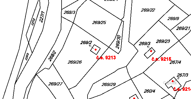 Střekov 9213, Ústí nad Labem na parcele st. 269/2 v KÚ Nová Ves, Katastrální mapa