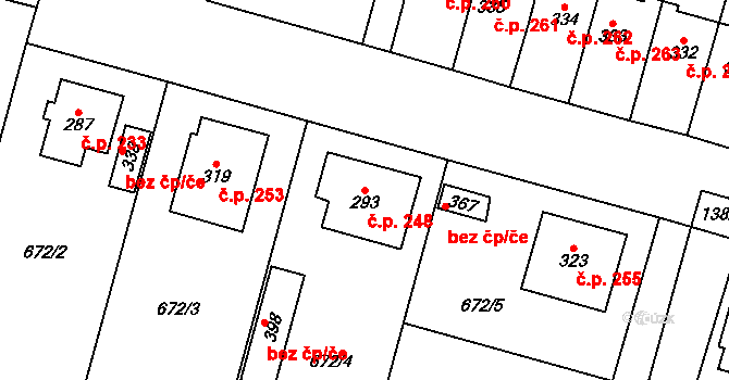 Krchleby 248 na parcele st. 293 v KÚ Krchleby u Nymburka, Katastrální mapa