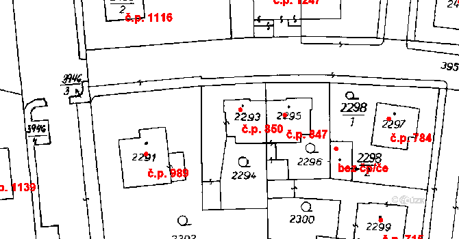 Poděbrady III 850, Poděbrady na parcele st. 2293 v KÚ Poděbrady, Katastrální mapa
